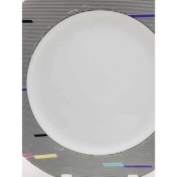 Studio Nova Parade Salad Plate Rad 80's Geometric Black Stripes Design - Picture 4 of 8